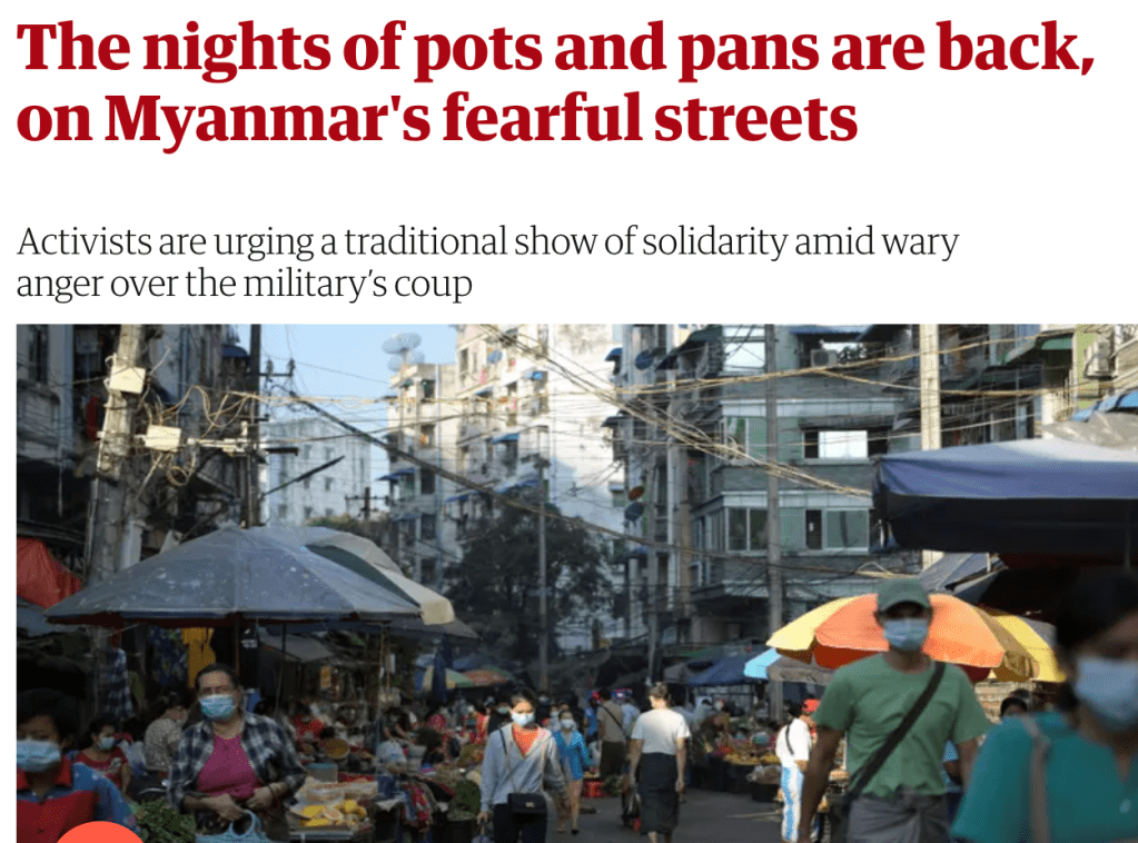 The nights of pots and pans are back, on Myanmar’s fearful&nbsp;streets